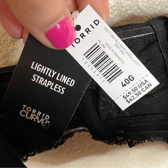 Torrid Curve Black Lightly Lined Multi-Way Strapless Bra NEW 40G - Picture 6 of 11